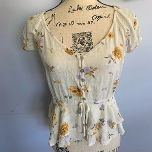 Floral Print Blouse with‎ texture